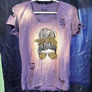 Purple Distressed Graphic T-Shirt